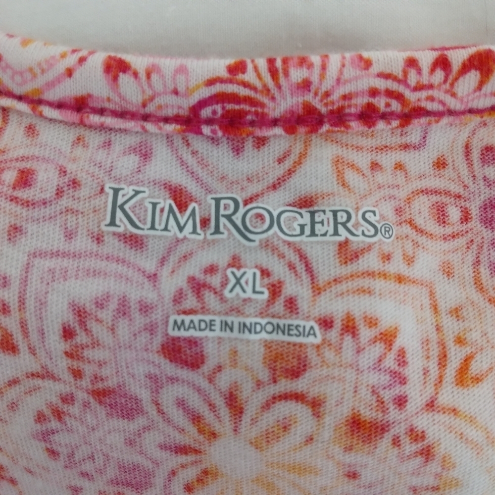 XL Floral Medallion Tank Top Tunic Stretch Print Bright Kim Rogers - Picture 7 of 9